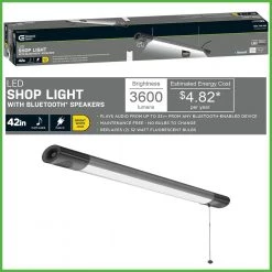 Commercial Electric 42 in. 64-Watt Equivalent Integrated LED Black Brushed Nickel Shop Light Bluetooth Speakers Workbench Garage 3600 Lumens 21 Commercial Electric 42 in. 64-Watt Equivalent Integrated LED Black Brushed Nickel Shop Light Bluetooth Speakers Workbench Garage 3600 Lumens -Commercial Electric Sales black brushed nickel commercial electric shop lights 55703191 44 1000