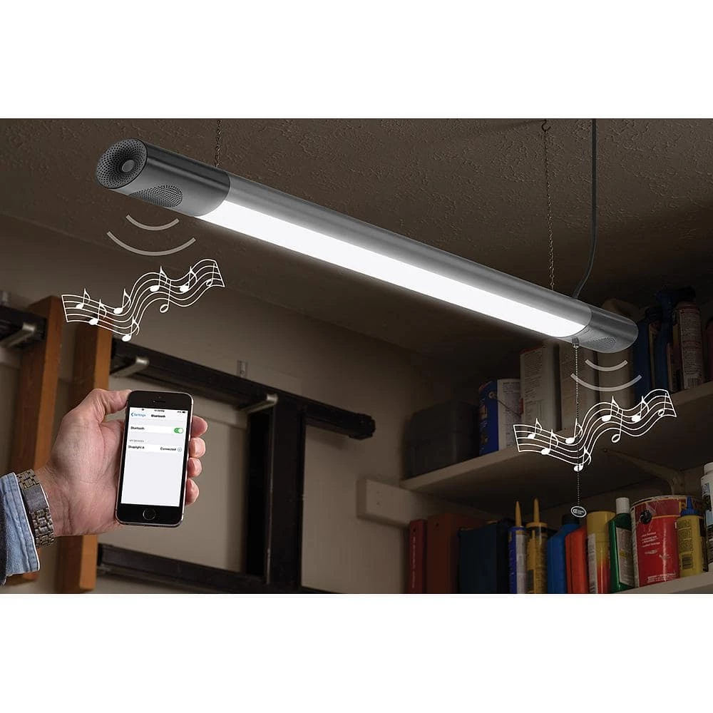 Commercial Electric 42 in. 64-Watt Equivalent Integrated LED Black Brushed Nickel Shop Light Bluetooth Speakers Workbench Garage 3600 Lumens 10 Commercial Electric 42 in. 64-Watt Equivalent Integrated LED Black Brushed Nickel Shop Light Bluetooth Speakers Workbench Garage 3600 Lumens - Image 8