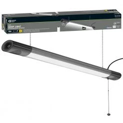 Commercial Electric 42 in. 64-Watt Equivalent Integrated LED Black Brushed Nickel Shop Light Bluetooth Speakers Workbench Garage 3600 Lumens