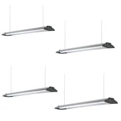 Commercial Electric 4 ft. 96-Watt Equivalent High Output 5500 Lumens Black Brushed Nickel Integrated LED Shop Light Linkable 4000K (4-Pack) -Commercial Electric Sales black brushed nickel commercial electric shop lights 55704141 4pk fa 1000
