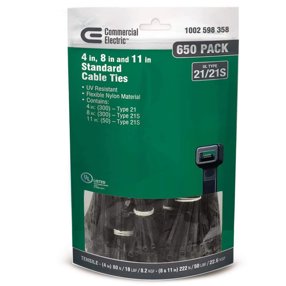 Commercial Electric Assorted Cable Ties (650-Pack) 3 Commercial Electric Assorted Cable Ties (650-Pack)