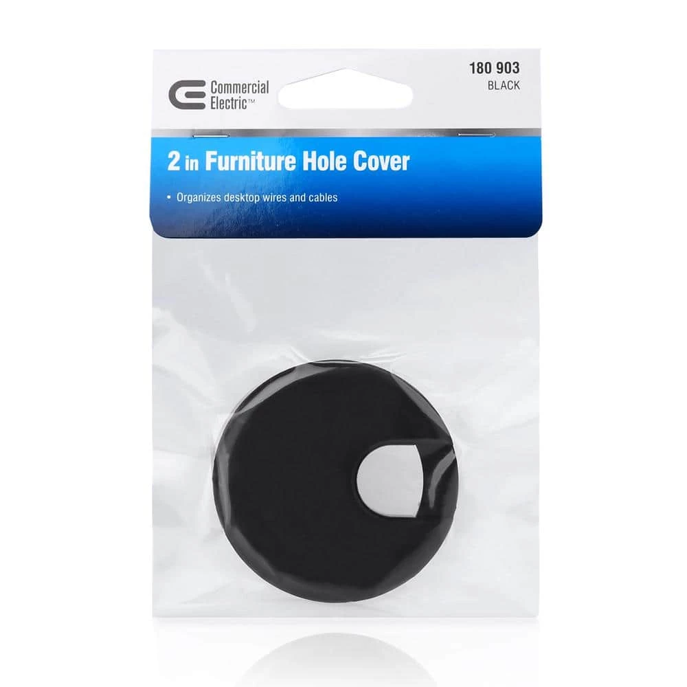 Commercial Electric 2 in. Furniture Hole Cover, Black 5 Commercial Electric 2 in. Furniture Hole Cover, Black - Image 3