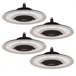 Commercial Electric 12 in. Round 500-Watt Equivalent 12,000 Lumens Ultra Lightweight Black Integrated LED High Bay Light (4-Pack)