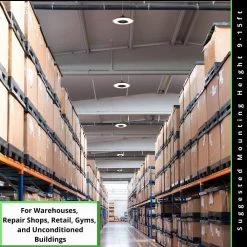 Commercial Electric 12 in. Round 500-Watt Equivalent 12,000 Lumens Ultra Lightweight Black Integrated LED High Bay Light (4-Pack) -Commercial Electric Sales black commercial electric high bay lights 502511610 4pk 66 1000