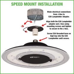 Commercial Electric 12 in. Round 500-Watt Equivalent 12,000 Lumens Ultra Lightweight Black Integrated LED High Bay Light (4-Pack) -Commercial Electric Sales black commercial electric high bay lights 502511610 4pk 77 1000