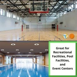 Commercial Electric 12 in. Round 500-Watt Equivalent 12,000 Lumens Ultra Lightweight Black Integrated LED High Bay Light (4-Pack) -Commercial Electric Sales black commercial electric high bay lights 502511610 4pk c3 1000