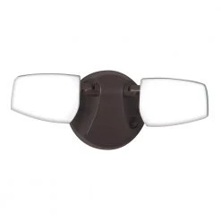 Commercial Electric Variable CCT 2000 Lumens Twin Head Bronze Outdoor Integrated LED Floodlight with Integrated Photocontrol