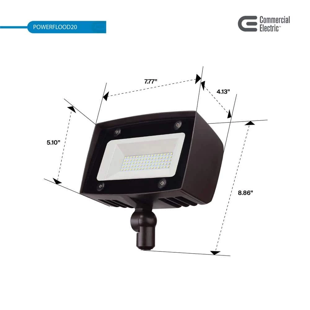 Commercial Electric Architectural 150-Watt Equivalent Integrated Outdoor LED Flood Light, 2000 Lumens, Security Light 5 Commercial Electric Architectural 150-Watt Equivalent Integrated Outdoor LED Flood Light, 2000 Lumens, Security Light - Image 3