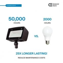 Commercial Electric 350-Watt Equivalent Integrated Outdoor LED Flood Light, 5000 Lumens, Dusk to Dawn Security Light 15 Commercial Electric 350-Watt Equivalent Integrated Outdoor LED Flood Light, 5000 Lumens, Dusk to Dawn Security Light -Commercial Electric Sales bronze commercial electric flood lights pwrf50 pc 4k bz a0 1000