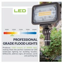 Commercial Electric 16W Bronze Integrated Outdoor LED Weatherproof Wall Wash Light and Adjustable Mounting Bracket for Landscape Lighting -Commercial Electric Sales bronze commercial electric landscape flood lights ceww16brz 1d 1000