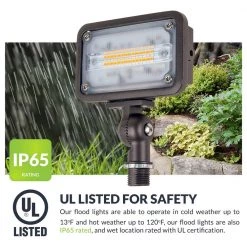 Commercial Electric 16W Bronze Integrated Outdoor LED Weatherproof Wall Wash Light and Adjustable Mounting Bracket for Landscape Lighting -Commercial Electric Sales bronze commercial electric landscape flood lights ceww16brz 66 1000