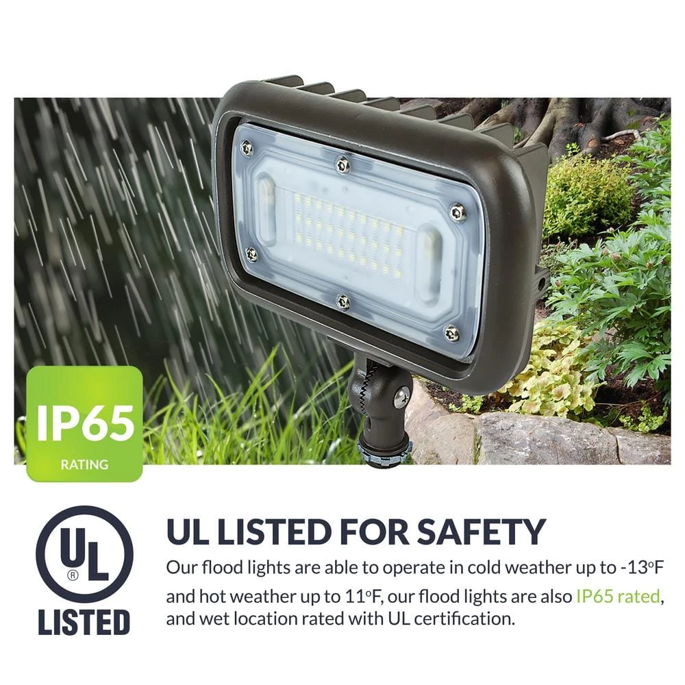 Commercial Electric 30W Line Voltage Bronze Integrated Outdoor LED Wall Wash Light with Adjustable Mounting Bracket for Landscape Lighting 8 Commercial Electric 30W Line Voltage Bronze Integrated Outdoor LED Wall Wash Light with Adjustable Mounting Bracket for Landscape Lighting - Image 6