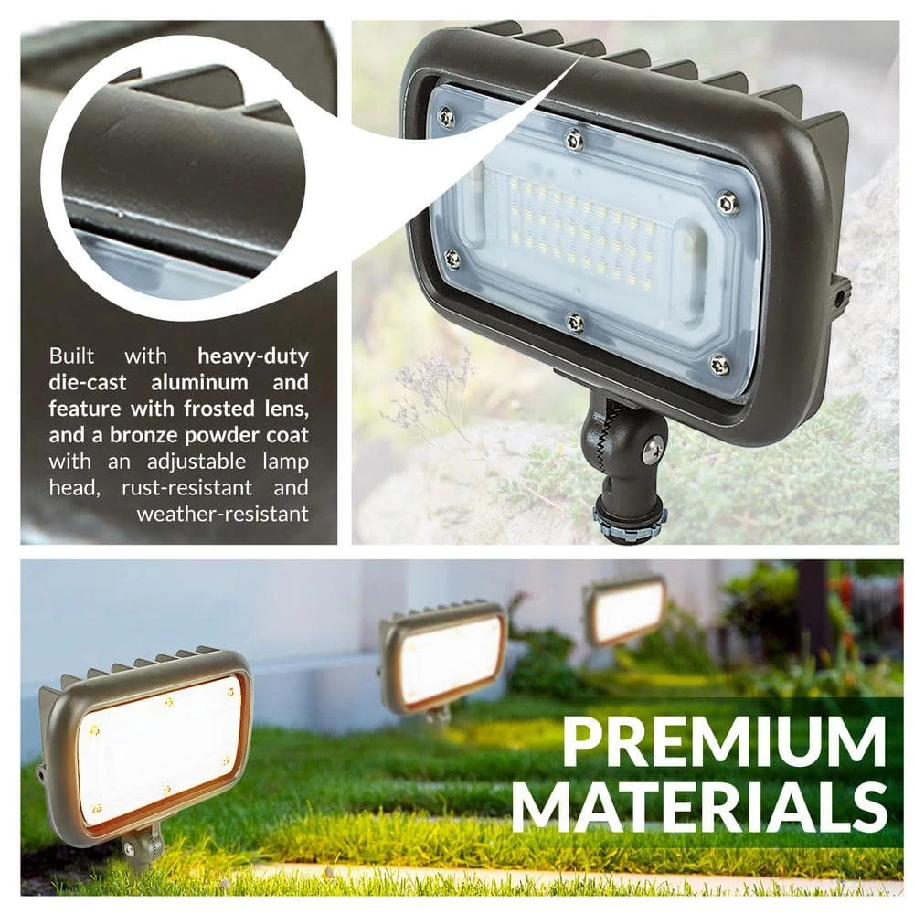 Commercial Electric 30W Line Voltage Bronze Integrated Outdoor LED Wall Wash Light with Adjustable Mounting Bracket for Landscape Lighting 9 Commercial Electric 30W Line Voltage Bronze Integrated Outdoor LED Wall Wash Light with Adjustable Mounting Bracket for Landscape Lighting - Image 7