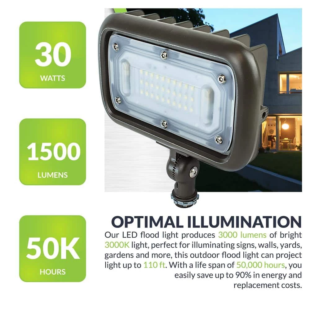 Commercial Electric 30W Line Voltage Bronze Integrated Outdoor LED Wall Wash Light with Adjustable Mounting Bracket for Landscape Lighting 6 Commercial Electric 30W Line Voltage Bronze Integrated Outdoor LED Wall Wash Light with Adjustable Mounting Bracket for Landscape Lighting - Image 4