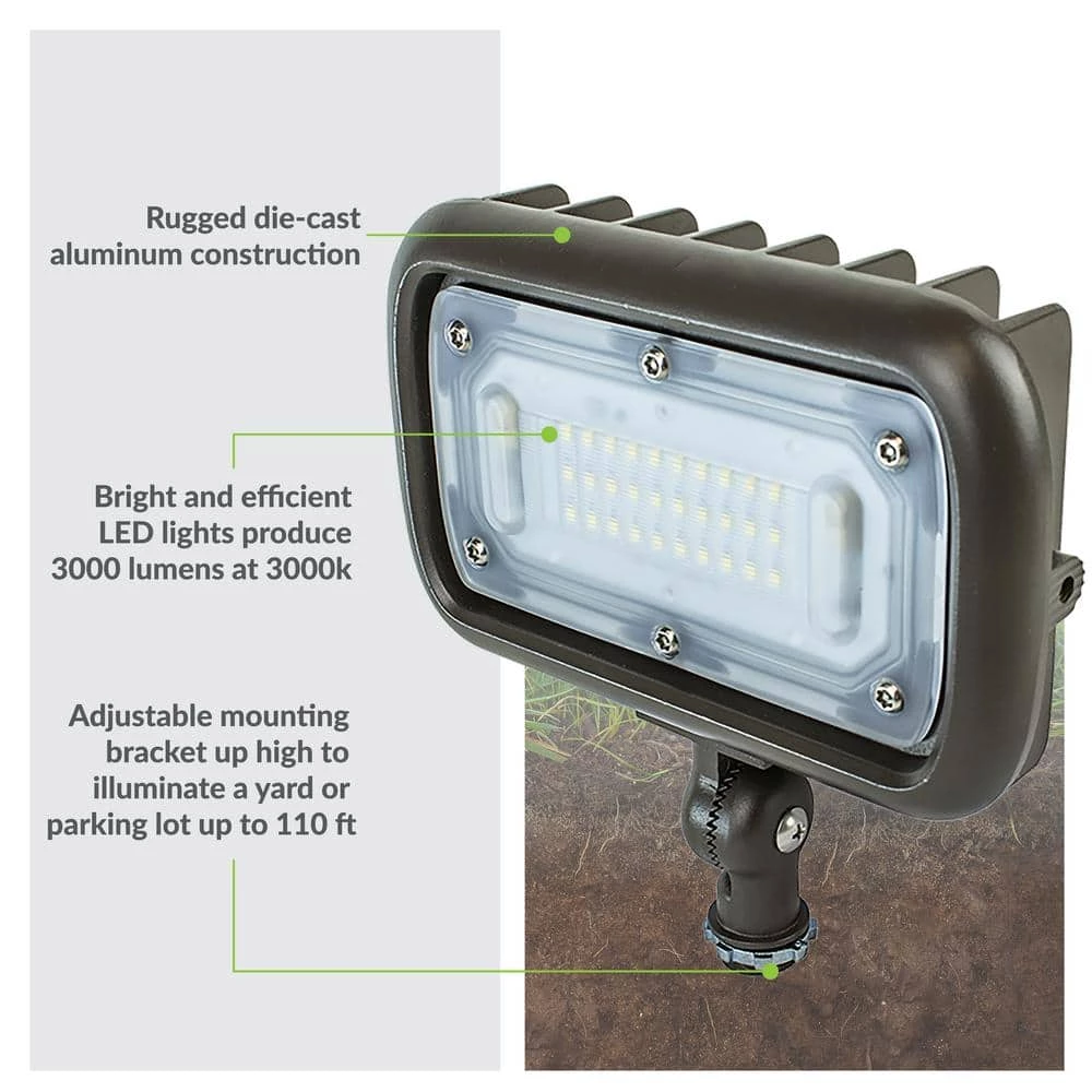 Commercial Electric 30W Line Voltage Bronze Integrated Outdoor LED Wall Wash Light with Adjustable Mounting Bracket for Landscape Lighting 10 Commercial Electric 30W Line Voltage Bronze Integrated Outdoor LED Wall Wash Light with Adjustable Mounting Bracket for Landscape Lighting - Image 8