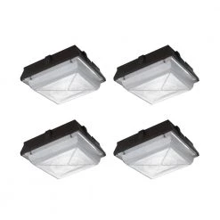 Commercial Electric Helios 150-Watt Equivalent Integrated LED Dark Bronze Outdoor Security Canopy and Area Light with 2200 Lumens (4-Pack)