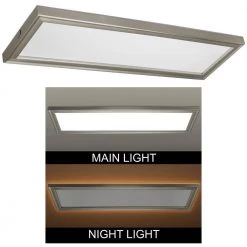 Commercial Electric 48 in. x 15 in. Low Profile Brushed Nickel Color Selectable LED Flush Mount Ceiling Light w/Night Light Feature