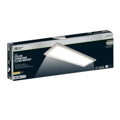 Commercial Electric 48 in. x 15 in. Low Profile Brushed Nickel Color Selectable LED Flush Mount Ceiling Light w/Night Light Feature -Commercial Electric Sales brushed nickel 4x15 commercial electric flush mount lights 56702113 fa 1000