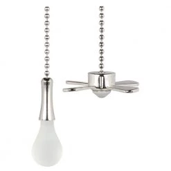 Commercial Electric 12 in. Brushed Nickel Light Bulb and Fan Pull Chain Set