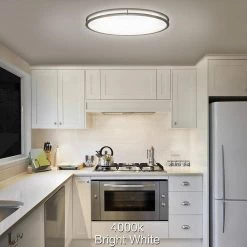 Commercial Electric 32 in. Orbit Oval Color Selectable CCT LED Flush Mount Brushed Nickel Ceiling Light 3000 Lumens Dimmable -Commercial Electric Sales brushed nickel commercial electric flush mount lights 564121110 44 1000