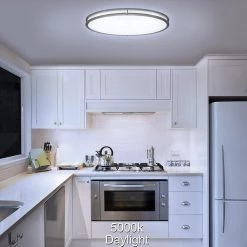 Commercial Electric 32 in. Orbit Oval Color Selectable CCT LED Flush Mount Brushed Nickel Ceiling Light 3000 Lumens Dimmable -Commercial Electric Sales brushed nickel commercial electric flush mount lights 564121110 fa 1000