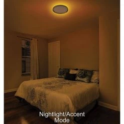 Commercial Electric 13 in. Color Selectable LED Flush Mount Ceiling Light w/ Night Light Optional White and Brushed Nickel Trim Rings -Commercial Electric Sales brushed nickel commercial electric flush mount lights 56584191 1f 1000