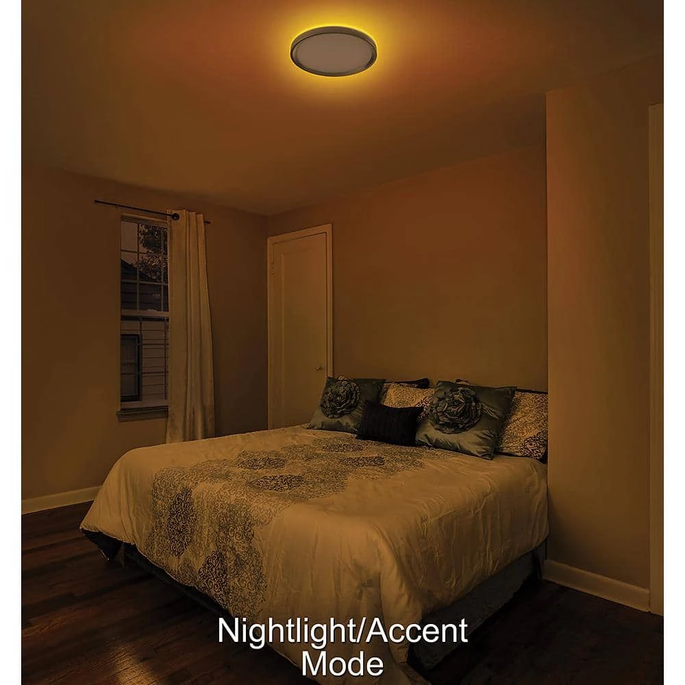 Commercial Electric 13 in. Color Selectable LED Flush Mount Ceiling Light w/ Night Light Optional White and Brushed Nickel Trim Rings 11 Commercial Electric 13 in. Color Selectable LED Flush Mount Ceiling Light w/ Night Light Optional White and Brushed Nickel Trim Rings - Image 9