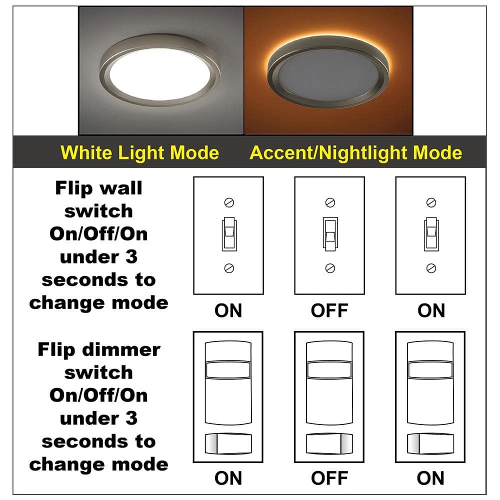 Commercial Electric 13 in. Color Selectable LED Flush Mount Ceiling Light w/ Night Light Optional White and Brushed Nickel Trim Rings 10 Commercial Electric 13 in. Color Selectable LED Flush Mount Ceiling Light w/ Night Light Optional White and Brushed Nickel Trim Rings - Image 8