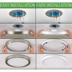 Commercial Electric 13 in. Color Selectable LED Flush Mount Ceiling Light w/ Night Light Optional White and Brushed Nickel Trim Rings -Commercial Electric Sales brushed nickel commercial electric flush mount lights 56584191 a0 1000