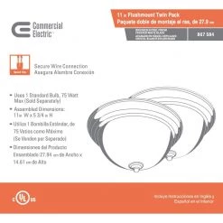 Commercial Electric 11 in. 1-Light Brushed Nickel Flush Mount with Frosted Glass Shade (2-Pack) -Commercial Electric Sales brushed nickel commercial electric flush mount lights efg1011 2 bn 1d 1000