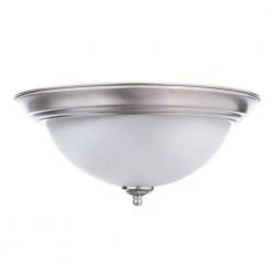 Commercial Electric 11 in. 1-Light Brushed Nickel Flush Mount with Frosted Glass Shade (2-Pack) -Commercial Electric Sales brushed nickel commercial electric flush mount lights efg1011 2 bn fa 1000