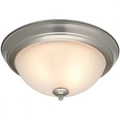 Commercial Electric 13 in. 2-Light Brushed Nickel Flush Mount with Frosted Glass Shade (2-Pack) -Commercial Electric Sales brushed nickel commercial electric flush mount lights efg8012a bn 1d 1000