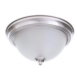 Commercial Electric 13 in. 2-Light Brushed Nickel Flush Mount with Frosted Glass Shade (2-Pack) -Commercial Electric Sales brushed nickel commercial electric flush mount lights efg8012a bn 1f 1000