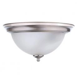 Commercial Electric 13 in. 2-Light Brushed Nickel Flush Mount with Frosted Glass Shade (2-Pack) -Commercial Electric Sales brushed nickel commercial electric flush mount lights efg8012a bn 77 1000