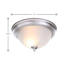 Commercial Electric 13 in. 2-Light Brushed Nickel Flush Mount with Frosted Glass Shade (2-Pack) -Commercial Electric Sales brushed nickel commercial electric flush mount lights efg8012a bn a0 1000