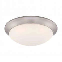 Commercial Electric 11 in. 120-Watt Equivalent Brushed Nickel 2700K CCT LED Ceiling Light Flush Mount with Frosted White Glass Shade