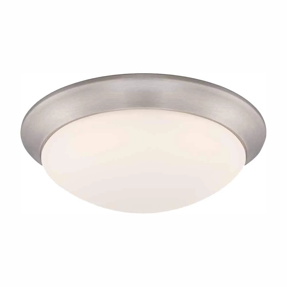 Commercial Electric 11 in. 120-Watt Equivalent Brushed Nickel 2700K CCT LED Ceiling Light Flush Mount with Frosted White Glass Shade 3 Commercial Electric 11 in. 120-Watt Equivalent Brushed Nickel 2700K CCT LED Ceiling Light Flush Mount with Frosted White Glass Shade