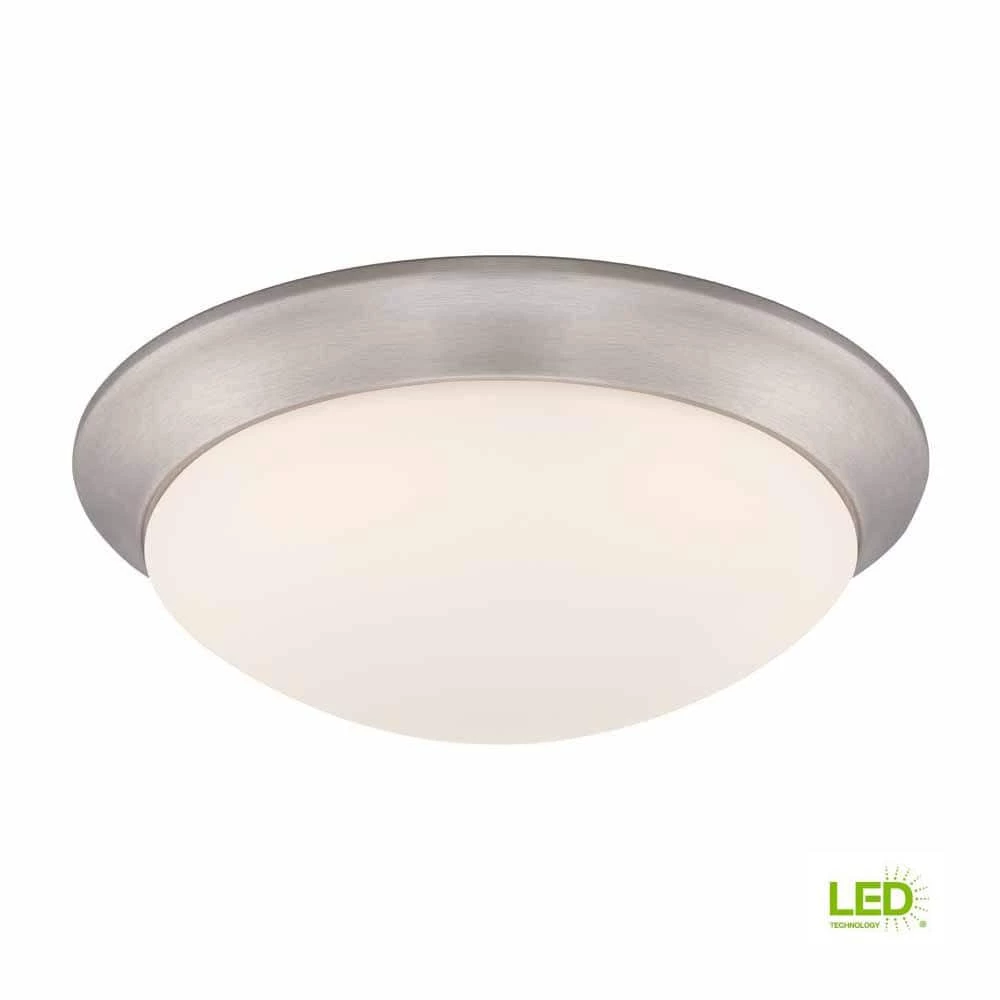 Commercial Electric 11 in. 120-Watt Equivalent Brushed Nickel 2700K CCT LED Ceiling Light Flush Mount with Frosted White Glass Shade 8 Commercial Electric 11 in. 120-Watt Equivalent Brushed Nickel 2700K CCT LED Ceiling Light Flush Mount with Frosted White Glass Shade - Image 6
