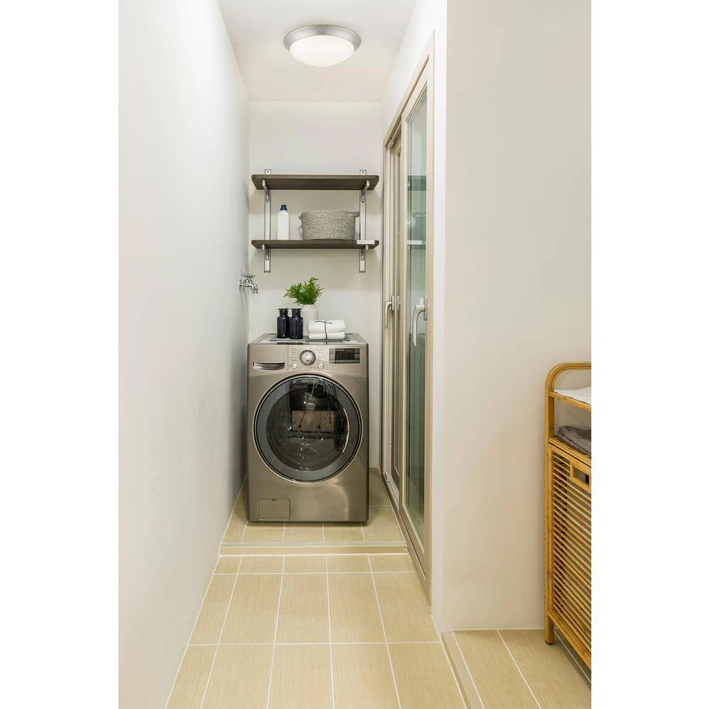 Commercial Electric 11 in. 120-Watt Equivalent Brushed Nickel 2700K CCT LED Ceiling Light Flush Mount with Frosted White Glass Shade 9 Commercial Electric 11 in. 120-Watt Equivalent Brushed Nickel 2700K CCT LED Ceiling Light Flush Mount with Frosted White Glass Shade - Image 7