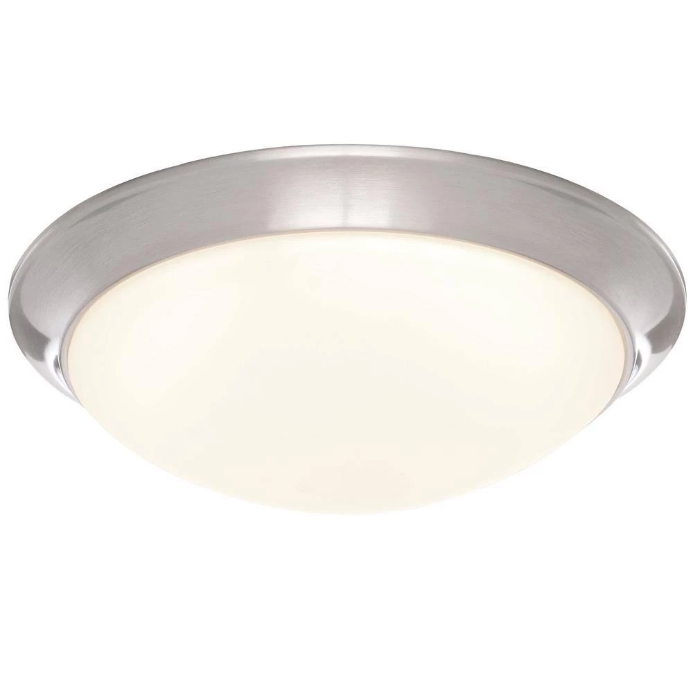 Commercial Electric 11 in. 120-Watt Equivalent Brushed Nickel 2700K CCT LED Ceiling Light Flush Mount with Frosted White Glass Shade 6 Commercial Electric 11 in. 120-Watt Equivalent Brushed Nickel 2700K CCT LED Ceiling Light Flush Mount with Frosted White Glass Shade - Image 4