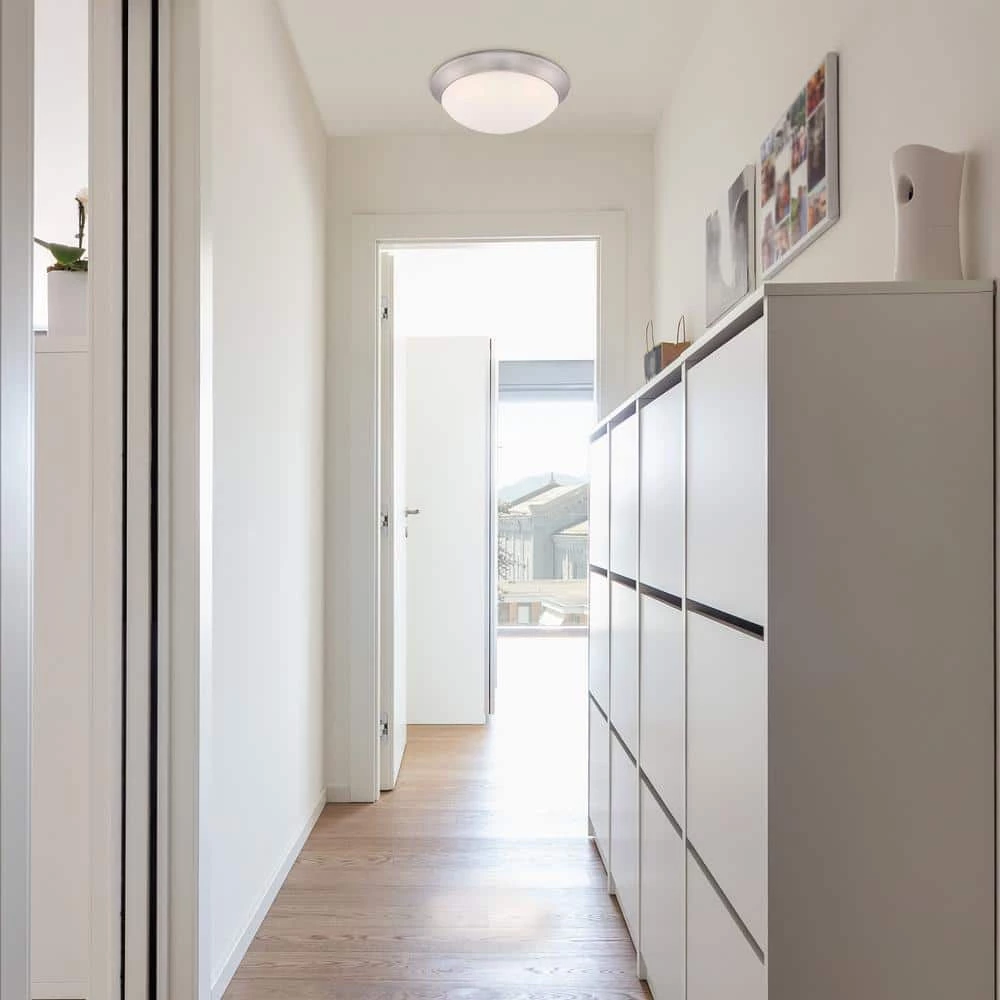 Commercial Electric 11 in. 120-Watt Equivalent Brushed Nickel 2700K CCT LED Ceiling Light Flush Mount with Frosted White Glass Shade 10 Commercial Electric 11 in. 120-Watt Equivalent Brushed Nickel 2700K CCT LED Ceiling Light Flush Mount with Frosted White Glass Shade - Image 8