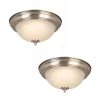 Commercial Electric 11 in. 100-Watt Equivalent Brushed Nickel Integrated LED Flush Mount with Frosted Glass Shade (2-Pack) -Commercial Electric Sales brushed nickel commercial electric flush mount lights hqv8011l bn 64 1000