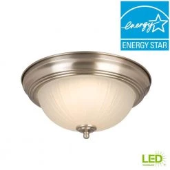 Commercial Electric 11 in. 100-Watt Equivalent Brushed Nickel Integrated LED Flush Mount with Frosted Glass Shade (2-Pack) -Commercial Electric Sales brushed nickel commercial electric flush mount lights hqv8011l bn 76 1000