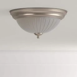 Commercial Electric 11 in. 100-Watt Equivalent Brushed Nickel Integrated LED Flush Mount with Frosted Glass Shade (2-Pack) -Commercial Electric Sales brushed nickel commercial electric flush mount lights hqv8011l bn c3 1000