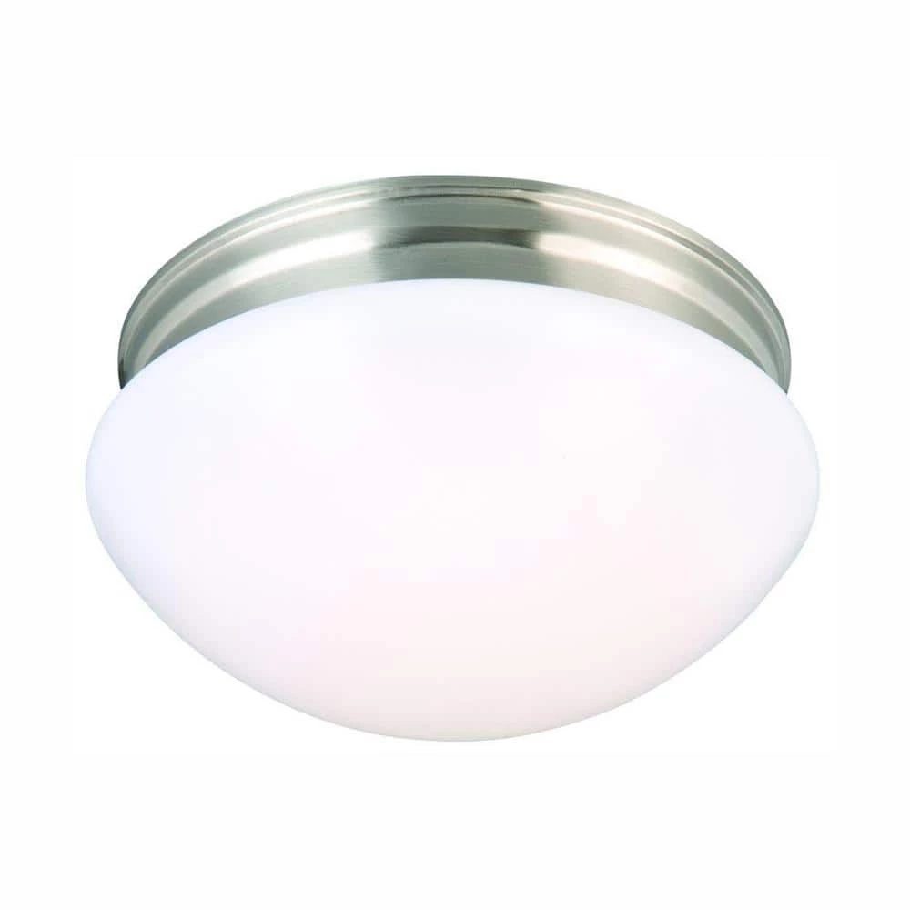 Commercial Electric 9 in. 120-Watt Equivalent Brushed Nickel Integrated LED Mushroom Flush Mount with White Acrylic Shade 3 Commercial Electric 9 in. 120-Watt Equivalent Brushed Nickel Integrated LED Mushroom Flush Mount with White Acrylic Shade