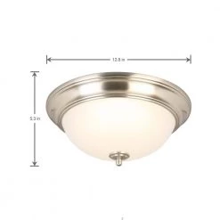 Commercial Electric 13 in. 180-Watt Equivalent Brushed Nickel Integrated LED Flush Mount with Frosted Glass Shade (2-Pack) 16 Commercial Electric 13 in. 180-Watt Equivalent Brushed Nickel Integrated LED Flush Mount with Frosted Glass Shade (2-Pack) -Commercial Electric Sales brushed nickel commercial electric flush mount lights jal8011l bn 44 1000