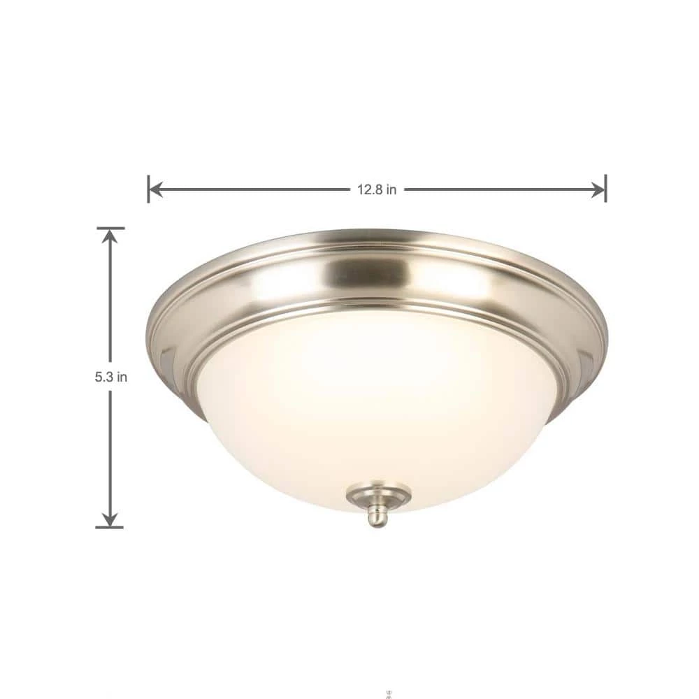 Commercial Electric 13 in. 180-Watt Equivalent Brushed Nickel Integrated LED Flush Mount with Frosted Glass Shade (2-Pack) 8 Commercial Electric 13 in. 180-Watt Equivalent Brushed Nickel Integrated LED Flush Mount with Frosted Glass Shade (2-Pack) - Image 6