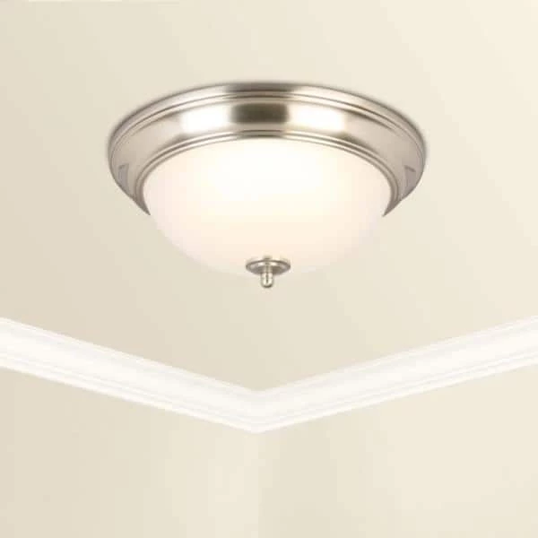 Commercial Electric 13 in. 180-Watt Equivalent Brushed Nickel Integrated LED Flush Mount with Frosted Glass Shade (2-Pack) 6 Commercial Electric 13 in. 180-Watt Equivalent Brushed Nickel Integrated LED Flush Mount with Frosted Glass Shade (2-Pack) - Image 4