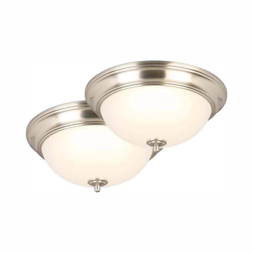 Commercial Electric 13 in. 180-Watt Equivalent Brushed Nickel Integrated LED Flush Mount with Frosted Glass Shade (2-Pack) 3 Commercial Electric 13 in. 180-Watt Equivalent Brushed Nickel Integrated LED Flush Mount with Frosted Glass Shade (2-Pack)