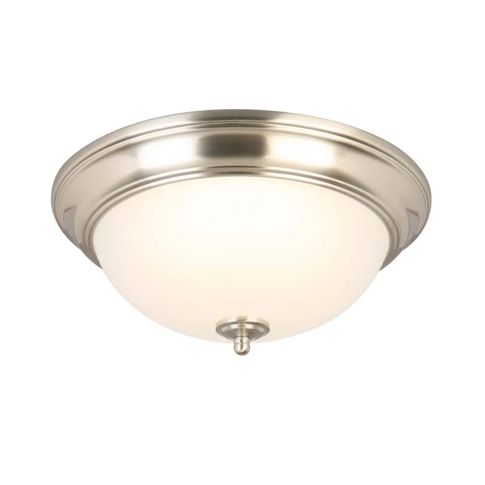 Commercial Electric 13 in. 180-Watt Equivalent Brushed Nickel Integrated LED Flush Mount with Frosted Glass Shade (2-Pack) 9 Commercial Electric 13 in. 180-Watt Equivalent Brushed Nickel Integrated LED Flush Mount with Frosted Glass Shade (2-Pack) - Image 7